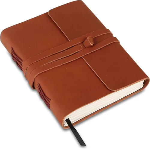 Vista 9 de KomalC Cuaderno de cuero hecho a mano 7x5 pulgadas Cuaderno vintage azul con papel en blanco sin renglones Diario de viaje antiguo, cuaderno