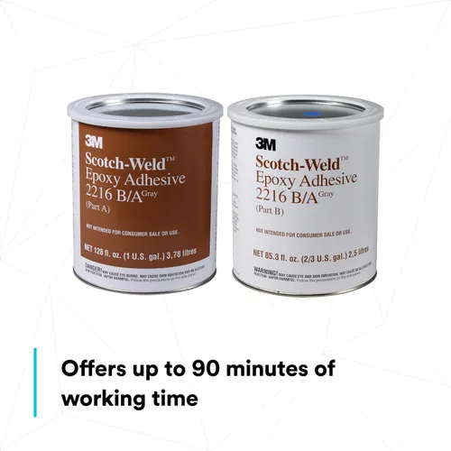 Vista 5 de 3M Scotch-Weld Adhesivo epoxi 2216, gris, resistente al calor, versátil, parte B/A, kit, 128 fl oz (3.78 L)