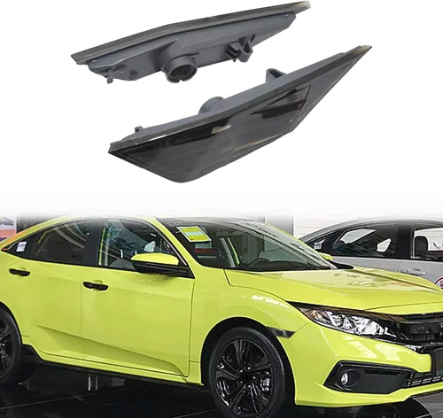 Vista 2 de Luz de Marca Lateral LED Ámbar con Lente Ahumada Compatible con Honda Civic 10ª Generación 2016-2021 Sedán Coupé Hatchback
