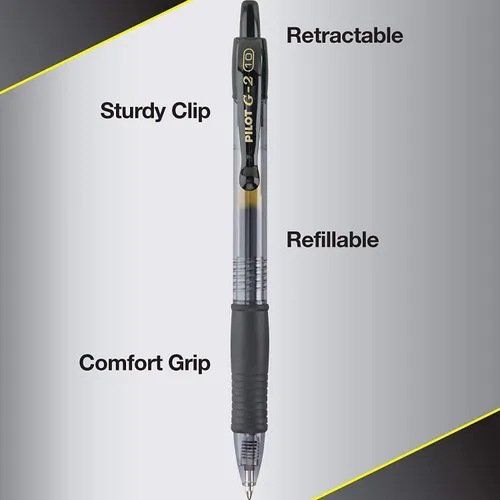 Vista 6 de Pilot G2 - Bolígrafos retráctiles de tinta de gel de alta calidad, punta gruesa (0.039 pulgadas), bolígrafos de gel 1.0, surtidos, paquete de 14