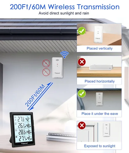 Vista 5 de Geevon Sensor remoto inalámbrico TX19 para exteriores 8646/23190/8688/8667/86258/86250/86268/86297/86275/86300/8614/86282/86278/86281 Termómetro