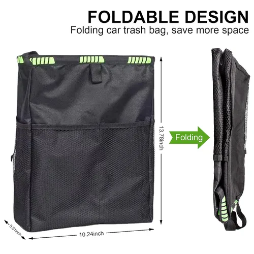 Vista 2 de Basurero para automóvil de 3.5 galones, bolsa de basura ultra grande para colgar, organizador de capacidad y almacenamiento con correas ajustables