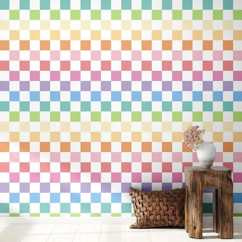 Vista 21 de Drydiet Papel pintado a cuadros naranja para despegar y pegar
