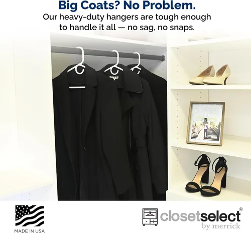Vista 2 de Perchas de plástico ultra resistentes, fabricadas en Estados Unidos, colgador blanco pesado, colgador de plástico fuerte para chaquetas, pantalones