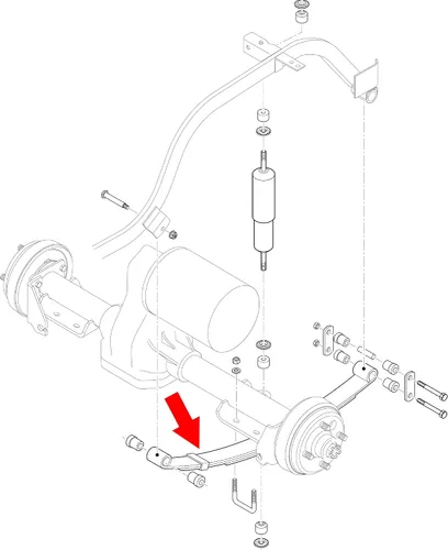 Vista 2 de 10L0L Kit de resorte trasero de 4 hojas para EZGO TXT Electric 1994-up y Gas 1995-2013 carrito de golf, incluye bujes, mangas, pernos en U, OEM