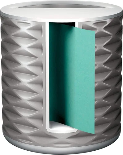 Vista 2 de Dispensador de notas Post-it con notas Post-it emergentes, base blanca con patrón geométrico gris, 1 bloc de notas superadhesivas Aqua Splash de 3 x