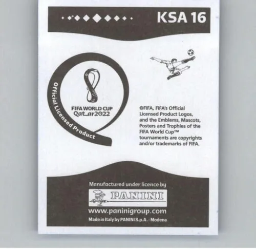 Vista 2 de 2022 Panini World Cup Qatar Stickers Blue #KSA16 Mohamed Kanno Saudi Arabia Group C Official Album Sticker (2 inch X 2.5 Inch) in Raw (NM or Better)