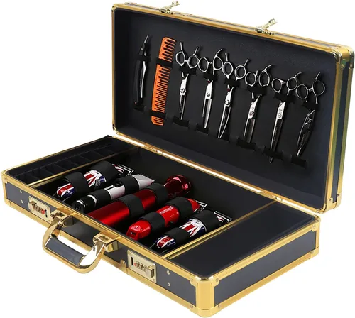 Vista 8 de Estuche de transporte de peluquería, estuche de viaje portátil, kit profesional para el cabello, organizador de almacenamiento, maleta con asa