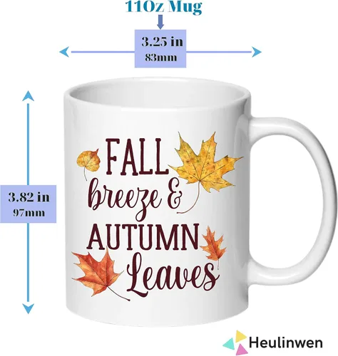 Vista 3 de Taza de café otoñal con brisa de otoño y hojas de otoño, taza de café de calabaza, decoración única de otoño, decoración de calabaza, Acción