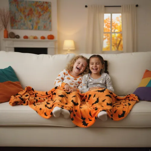 Vista 8 de Manta de forro polar de Halloween, murciélagos negros sobre fondo naranja, 50 x 70 pulgadas Ultra-soft cozy flannel fleece, for sofa couch bed