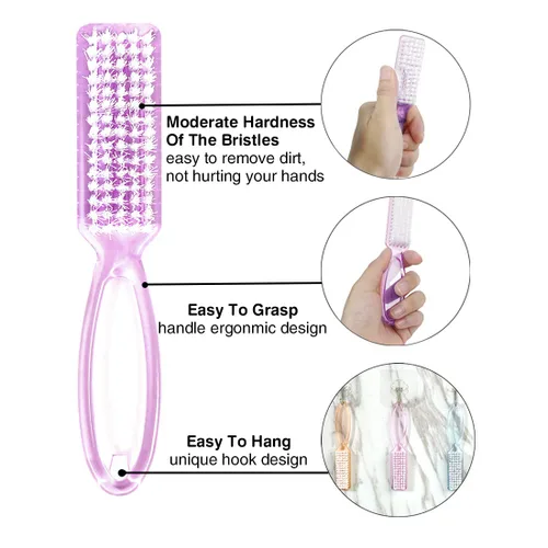 Vista 5 de Cepillo de uñas, 10 piezas de cepillo de uñas con mango de agarre, cepillos de uñas multicolor para limpieza, cepillo de limpieza de uñas para dedos