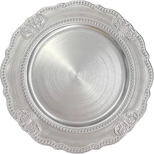Vista 14 de Platos Base Blancos Antiguos de 13", Plato Base Redondo para Platos de Cena, Platos Base Estilo Granja, Platos Base Rústicos para Fiestas, Cenas