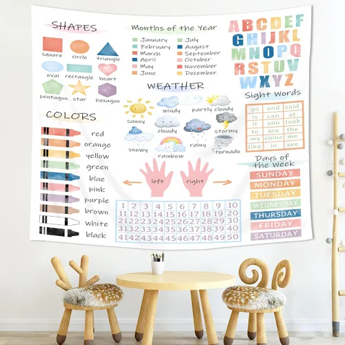 Vista 9 de Imirell Tapiz bohemio con citas positivas de arco iris, 59 pulgadas de ancho x 51 pulgadas de alto, palabras motivacionales inspiradoras para niños