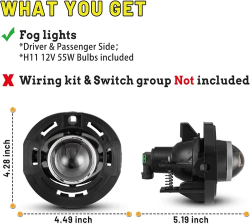 Vista 2 de Ensamble de lámparas de luces antiniebla compatible para Dodge Avenger 2011-2014, Challenger R/T 2013-2014, Charger 2012-2014, Dart 2013-2015