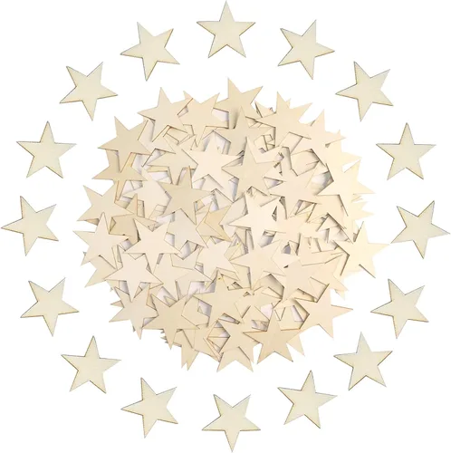 Vista 8 de HADDIY Estrellas de madera pequeñas de 1 pulgada, recortes de estrellas de 1 pulgada 200 piezas