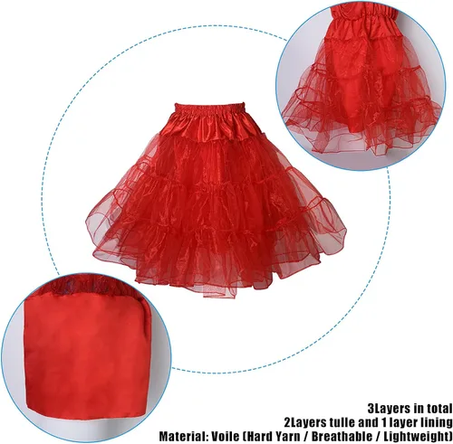 Vista 3 de Luwint Falda de tutú de tul hinchada, falda corta para disfraz, falda tutú para cosplay, fiesta de baile, debajo del vestido