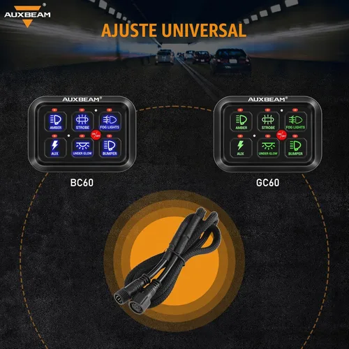 Vista 4 de Auxbeam Arnés de cableado de extensión para panel de interruptores de 6 vías BC60, GC60, línea de cable extendida del controlador de interruptores