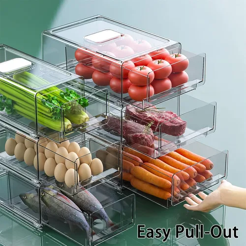 Vista 3 de YekouMax Contenedores de almacenamiento y organización de despensa, organizador de refrigerador, contenedores de almacenamiento apilables