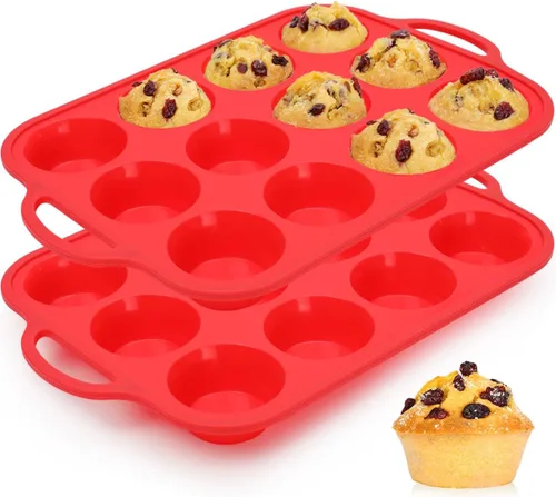 Vista 11 de CAKETIME Moldes de silicona para magdalenas para hornear, molde de tamaño regular para magdalenas, molde para hornear moldes de silicona