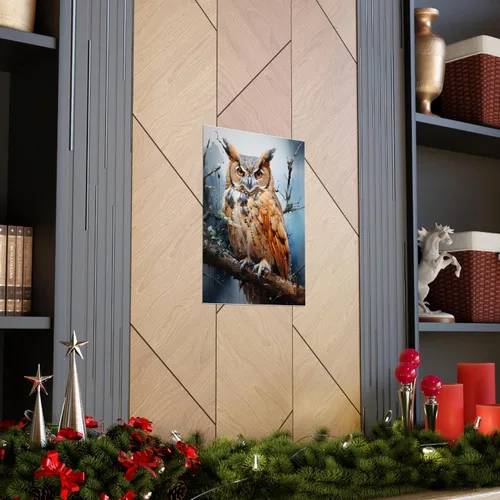 Vista 4 de CAPITUNEISKINEPA Póster de búho y pájaro, regalos de búho en árbol en día lluvioso, carteles para hombres, mini pósteres de 9 x 11 pulgadas PT10760