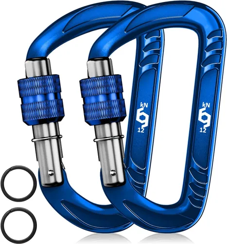 Vista 23 de Rhino Produxs 12kN (2697 lbs) Heavy Duty Carabiner Clips Autolocking Negro