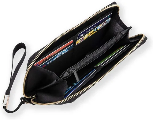 Vista 7 de Border Collie - Cartera de piel sintética con cremallera larga y correa de mano