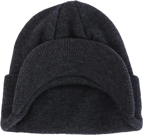Vista 78 de Home Prefer - Gorro de invierno para hombre con visera, cálida y doble punto.