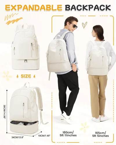 Vista 2 de BJLFS Mochila para mujer, Blanco, Grande, Classic