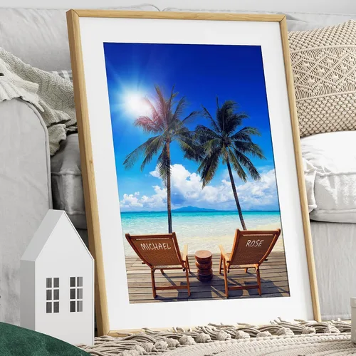 Vista 128 de A&T ARTWORK Love on Beach - Impresión fotográfica personalizada, incluye nombres y la fecha, regalo único para el aniversario de boda. Alfombrillas
