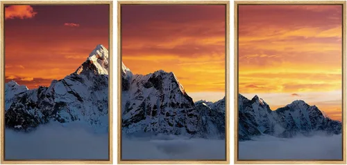 Vista 63 de wall26 Lienzo enmarcado para pared, juego de arte de noche estrellada sobre montañas, cielo nocturno tranquilo, naturaleza, desierto, fotografía