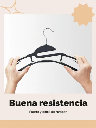 Vista 6 de HOUSE DAY Perchas de Plástico Negro Paquete de 30, Delgadas que Ahorran Espacio, Perchas Antideslizantes para Ropa con Almohadillas de Goma, Percha
