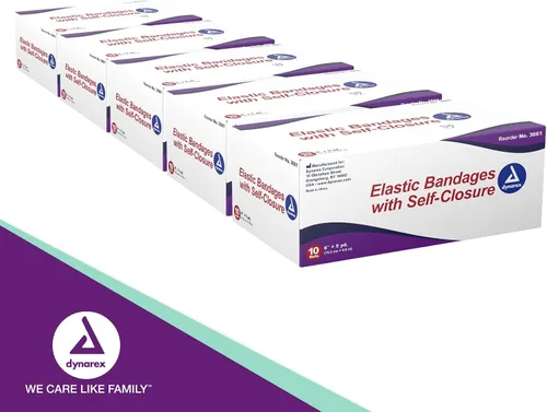 Vista 6 de Dynarex Elastic Bandages with Self-Closure, Outstanding Compression & Stretch, Latex-Free Elastic Bandages with Secure Closure, 6" x 5 yds., 1 Case