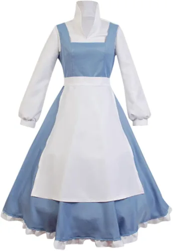 Vista 7 de Lofeery Disfraz de Bella para mujer, disfraz de sirvienta de cosplay, vestido de princesa, vestido de fiesta de Halloween