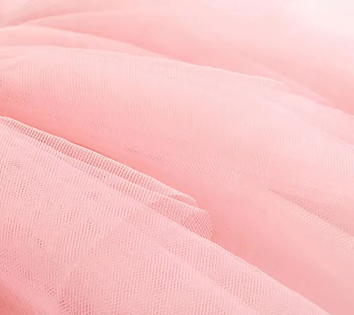 Vista 5 de Vestido de cumpleaños para niña, sin mangas, con capas de tul, tutú de princesa, vestido de primer cumpleaños, ropa de verano Rosado