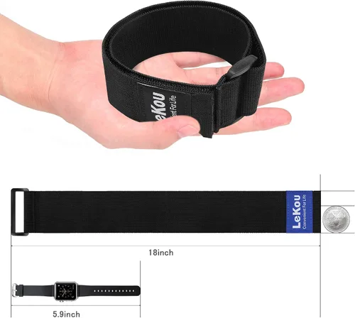 Vista 4 de Correas elásticas de cincha negras de 2 x 18 pulgadas (paquete de 8), correas elásticas de almacenamiento de gancho y bucle correa de velcro