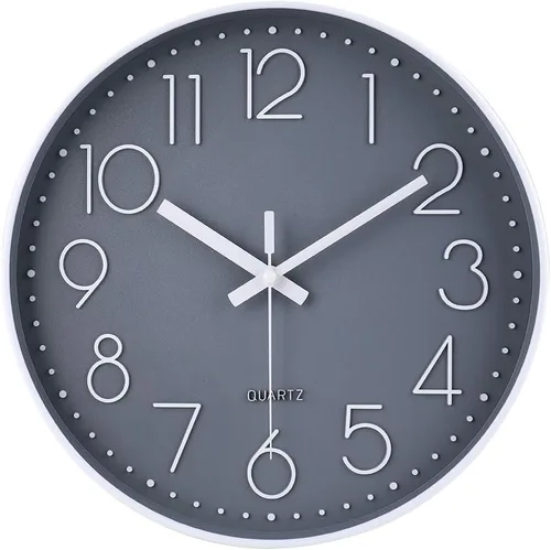 Vista 12 de jomparis Reloj de pared negro de 10 pulgadas, funciona con pilas, reloj de pared silencioso y sin tictac, reloj clásico para el hogar, oficina