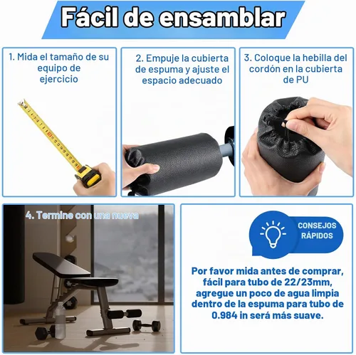 Vista 4 de Hollowfly 4 almohadillas de espuma para pies de repuesto para banco de pesas, mesa de inversión y equipos de ejercicio de gimnasio