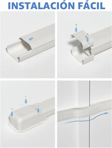 Vista 3 de Juego de cubierta de línea de PVC decorativo para mini split y aire acondicionado central de 4 pulgadas de ancho y 9 pies de largo, para sistemas