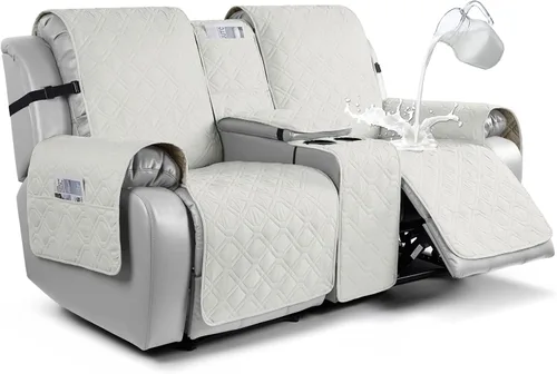 Vista 25 de VANSOFY Funda para Sofá de Dos Plazas Reclinable con Consola 100% Impermeable Fundas de Sofá Antideslizantes Funda de Sofá Reclinable Dividida Azuree