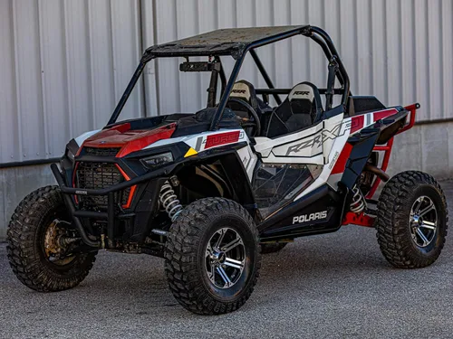Vista 5 de SuperATV Rock Sliders Nerf Bars Tree Kickers para Polaris RZR XP Turbo 2016+ Negro arrugado Construido de tubo resistente de 1.75 pulgadas