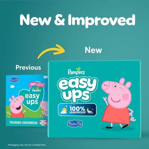 Vista 2 de Easy Ups - Pantalones de entrenamiento para niñas y niños, talla 4 (2T3T), 25 unidades, ropa interior absorbente de Peppa Pig, hasta un 100% a
