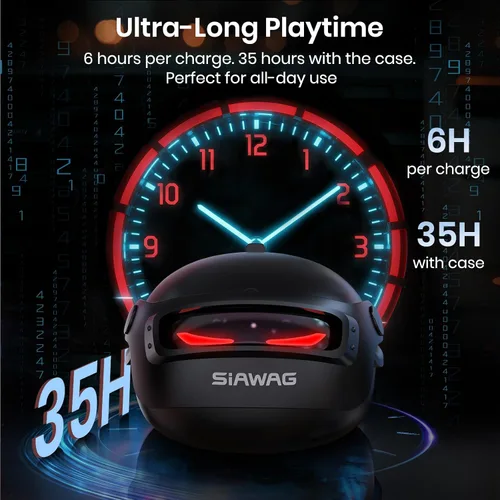 Vista 7 de Auriculares inalámbricos Bluetooth 5.4 35H estéreo de graves profundos con ruido ENC Call Cool Gaming Bluetooth auriculares con 25 ms, IP5 modo dual