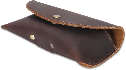 Vista 3 de Leather Eyeglass Case Genuine Leather Sunglasses Case Eyewear Pouch Glasses Sleeve Slim Unisex Eyeglass Holder