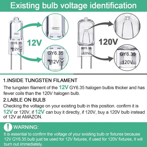 Vista 2 de TAIYALOO GY6.35 Halogen Light Bulbs 12 Volt 20 Watt, 12 Pack 2 Pin GY6.35 Base Bulb, Replacement T4 Tubular JCD Type Bulb for Ceiling Lights, Table