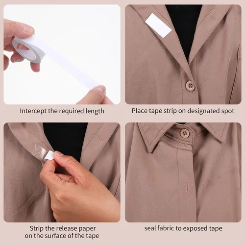 Vista 6 de DSLSQD 2 rollos de cinta de doble cara de 16 pies para ropa a piel, cinta de cuerpo de doble cara, cinta de tela transparente, cinta de ropa