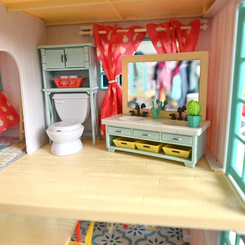 Vista 3 de Sunny Days Entertainment Honey Bee Acres Bubbly Bee - Muebles de baño para casa de muñecas, 30 piezas