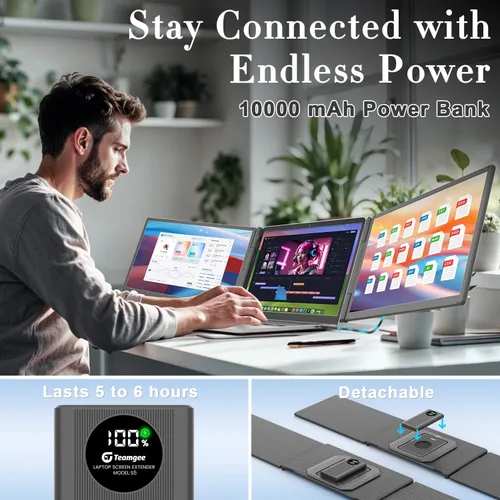 Vista 9 de Teamgee Extensor de pantalla portátil FHD IPS Monitor portátil 15.6