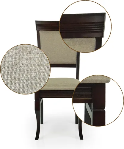 Vista 5 de Juego de mesa de comedor de 5 piezas, 4 sillas tapizadas Ronda de madera maciza de estilo clásico con mesa de comedor rectangular, juego de cocina