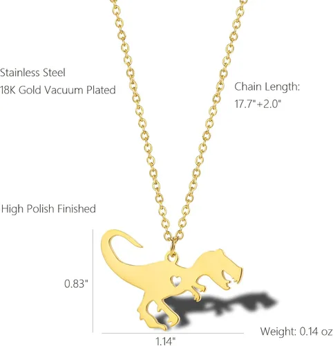 Vista 5 de Winssigma Collar de abeja de abeja de acero inoxidable de oro de 18 quilates, collar de estrella y luna, collar de dinosaurio, collar de araña