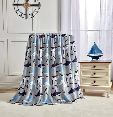 Vista 2 de Shark Baby - Manta extra suave (50 x 60 pulgadas), tiburones azules y grises